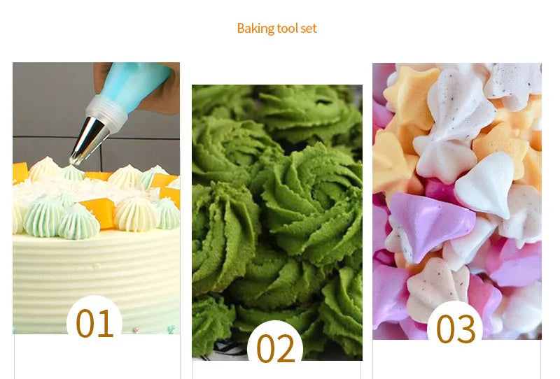 1-10pc DIY Reusable Silicone Piping Bag Pastry Bags Cream Cupcake Decorating Baking Tools Kitchen