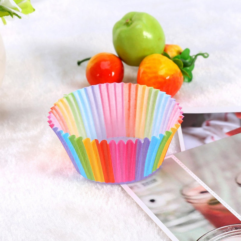 100PCS Colorful Cupcake Liner Baking Cup Cupcake Paper Muffin Cases Cake Box Cup Egg Tarts Tray Cake
