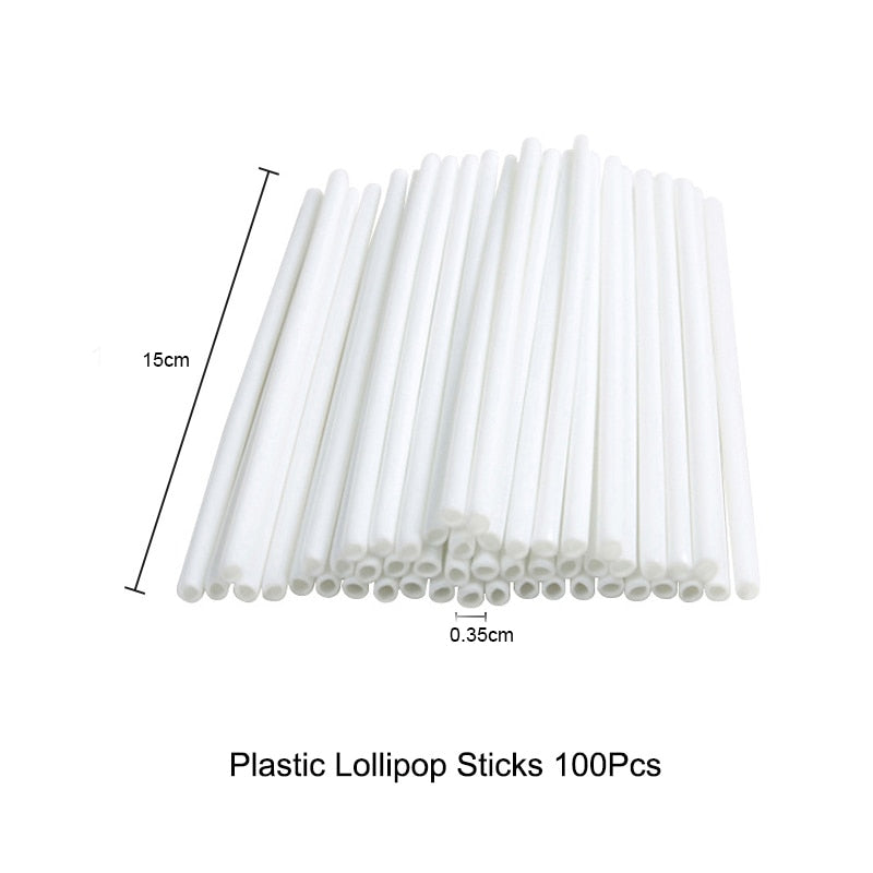 100pcs/pack 15cm Safe Plastic Lollipop Stick Cake Pop Sticks For Chocolate Sugar Candy Lollipop