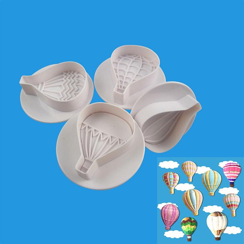 4pcs Balloon Plastic Cartoon Fondant Biscuit Cookie Cutter Cake Mold Fondant Mold Cake Decorating