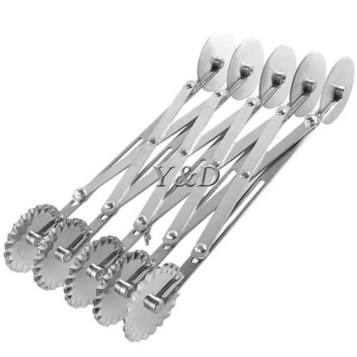 5 wheels Stainless Steel Dough Roller Pastry Tool Pizza Cutter Adjustable Pasta Knife Flexible