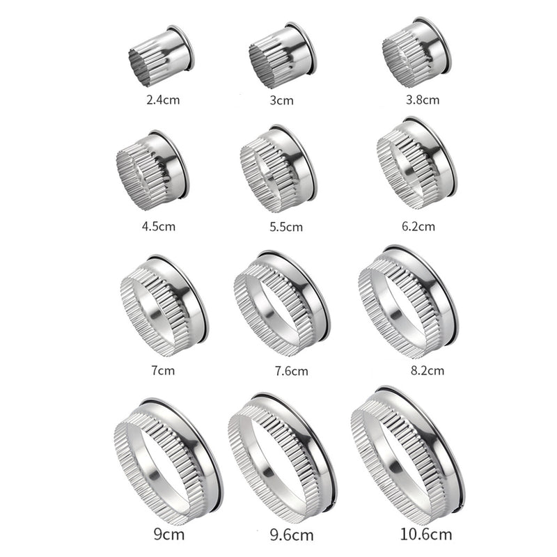 12pcs/set Round Pastry Cake Cookie Cutters Stainless Steel Mouse Ring Moulds DIY Kit Dessert