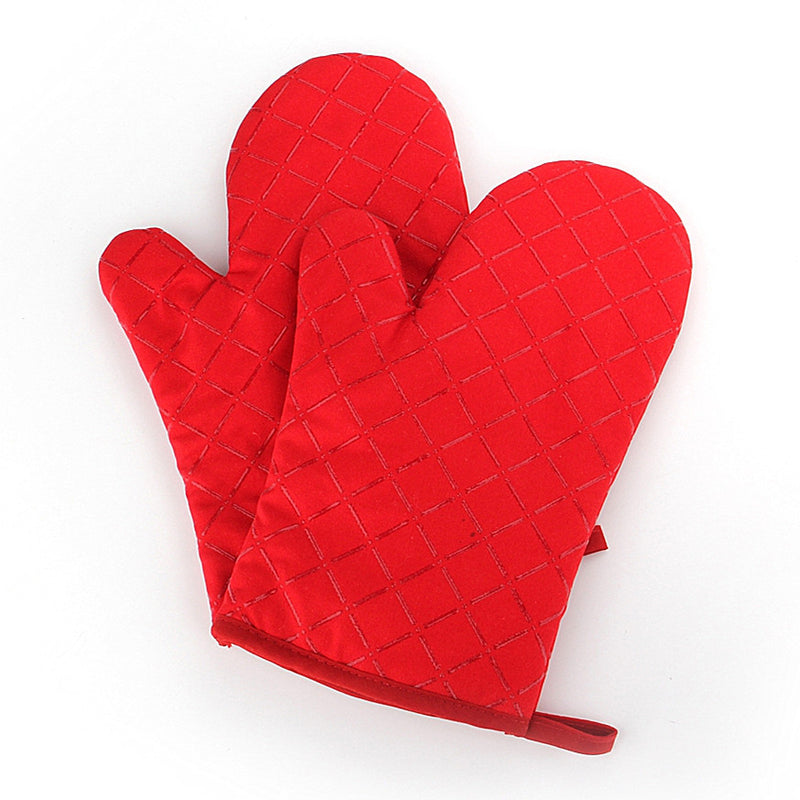 Kitchen Oven Mitts With Non-Slip Silicone Printed Cotton Glove 1 Pair of Heat Resistant Cooking