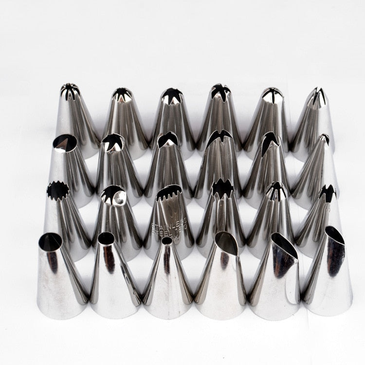 Qualified Cake Decorating 24Pcs/set Large Stainless steel Icing Piping Nozzles Pastry Tips Set