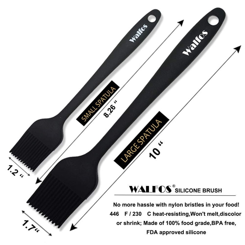 WALFOS 2 pieces/set food grade Silicone oil brush for grill BBQ Barbecue Cooking Pastry Brushes