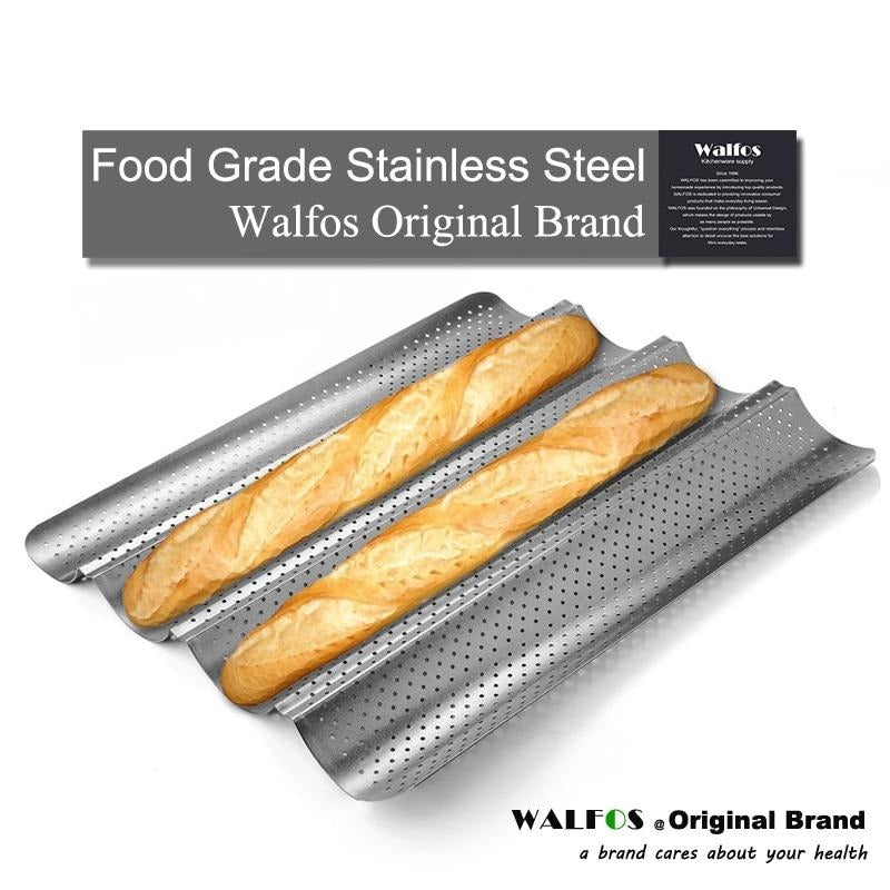 WALFOS Brand 100% Food Grade Carbon Steel 4 Groove 2 Groove Wave French Bread Baking Tray