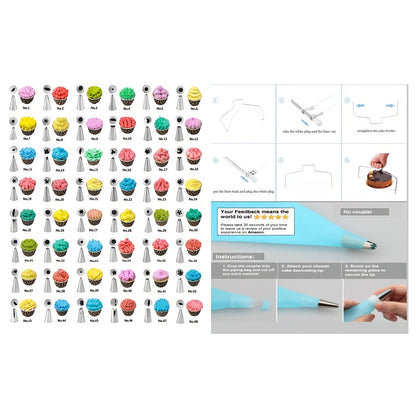 Cake Decorating Kit | Total 106pcs | 53 Icing Tips And Turntable Stand |Complete Baking Supplies Set
