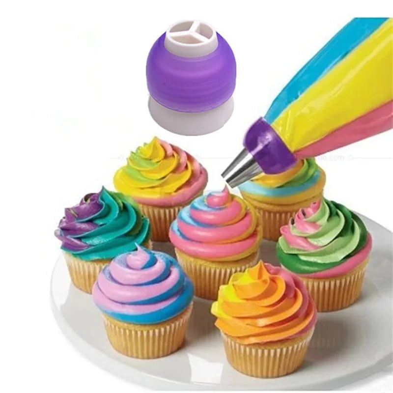 1Pc Icing Piping Bag Nozzle Converter Double-color Cream Coupler Pastry Nozzles Adaptor DIY Cup Cake