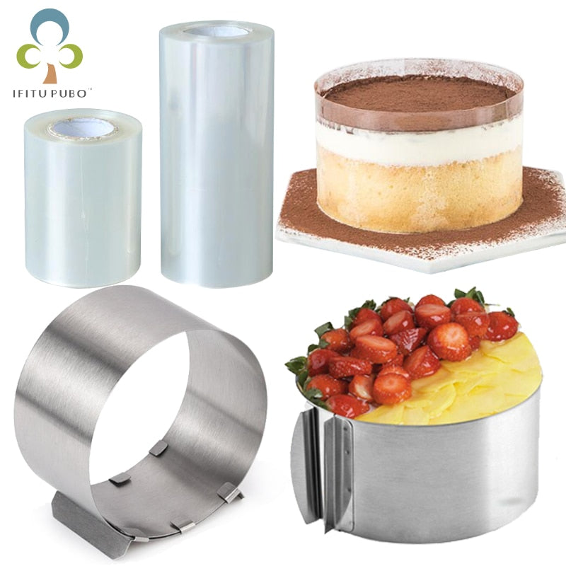 Adjustable Mousse Ring Round Mould Mousse Cake Edge Collar Film Kitchen Accessory DIY Baking Tools