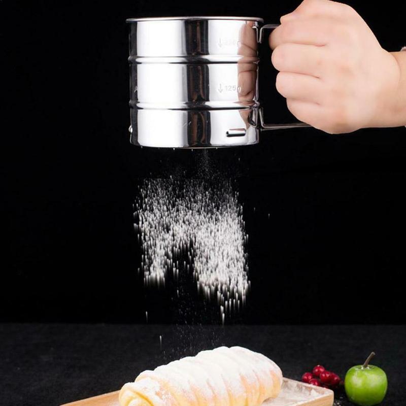 Portable Mug Shape Flour Sifter Shaker Cocoa Sugar Powder Strainer Stainless Steel Cake