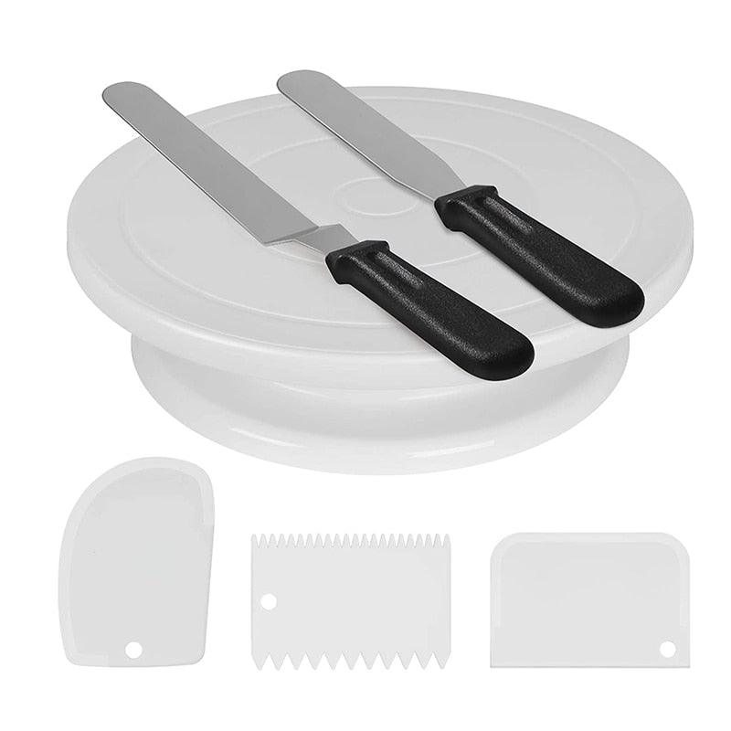 11 Inch Rotating Cake Turntable With Spatulas And Icing Smoother Making/Decorating Tools Kit Baking