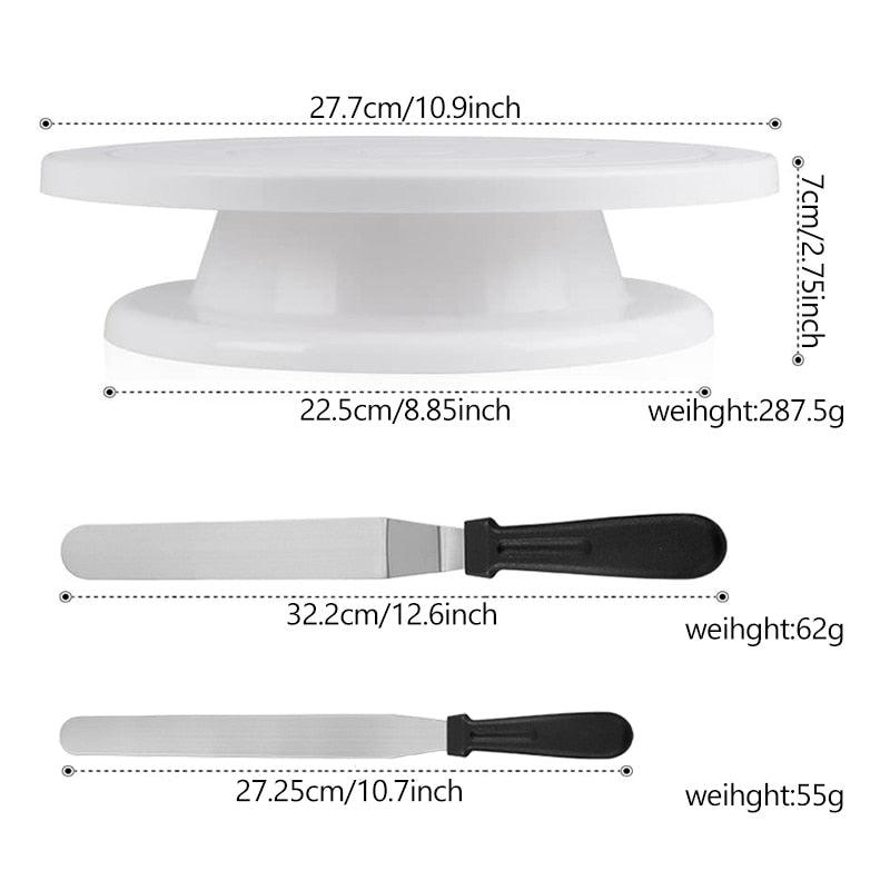 11 Inch Rotating Cake Turntable With Spatulas And Icing Smoother Making/Decorating Tools Kit Baking