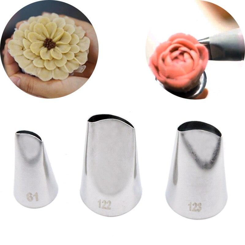 1-3pcs Flower Petal Icing Piping Nozzles Cupcake Cake Decorating Tips Peony Chrysanthemum