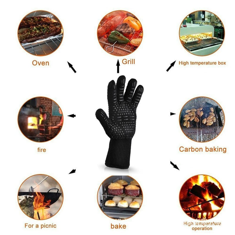 1 Pair Kitchen Heat-Resistant Gloves Oven Mitts Silicone Gloves Grill Multifunctional Potholders For