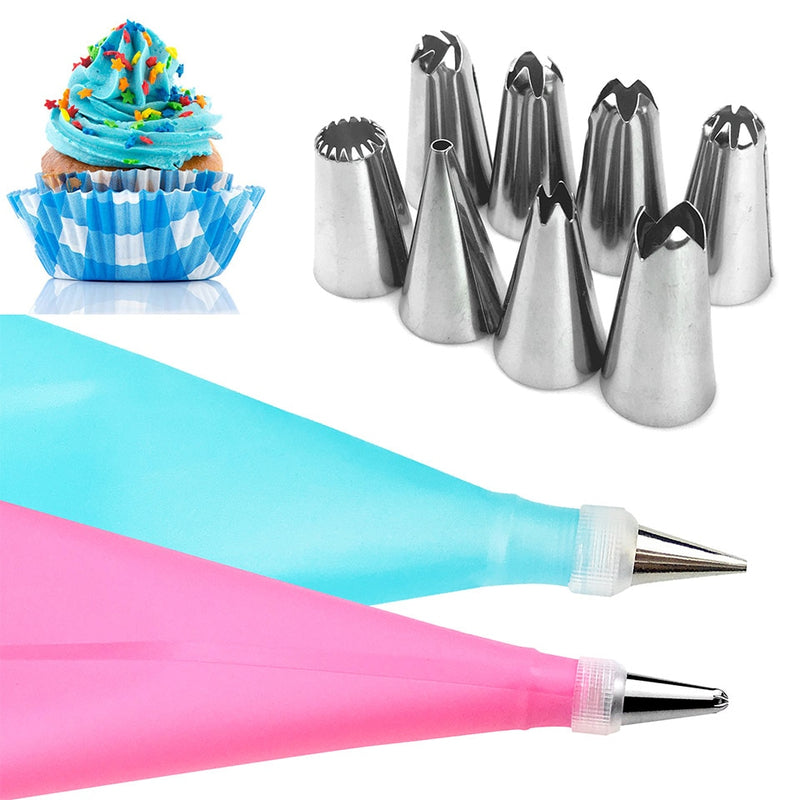 10Pcs/Set Cream Confectionery Nozzles Icing Piping And Pastry Bag Set Diy Cake Decorating Tools