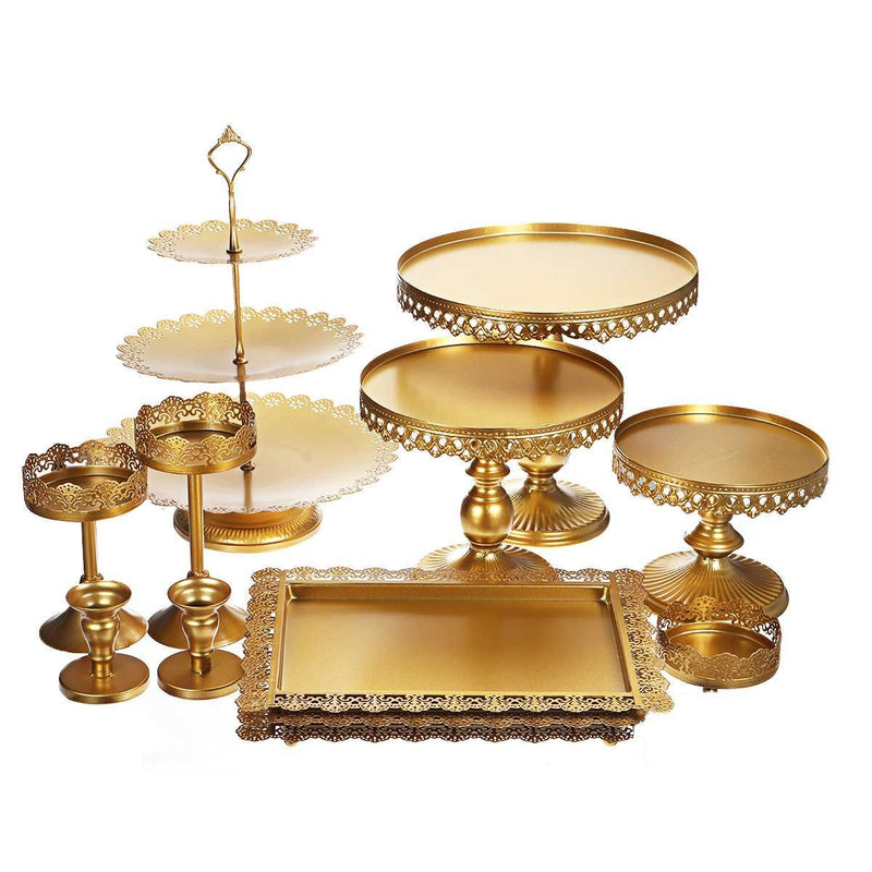 12pcs Fondant Cupcake Cake Stand Set Crystal Holder Dessert Display Tools Party Wedding Vintage Gold