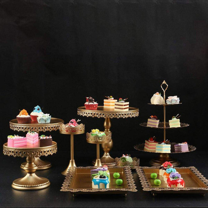 12pcs Fondant Cupcake Cake Stand Set Crystal Holder Dessert Display Tools Party Wedding Vintage Gold