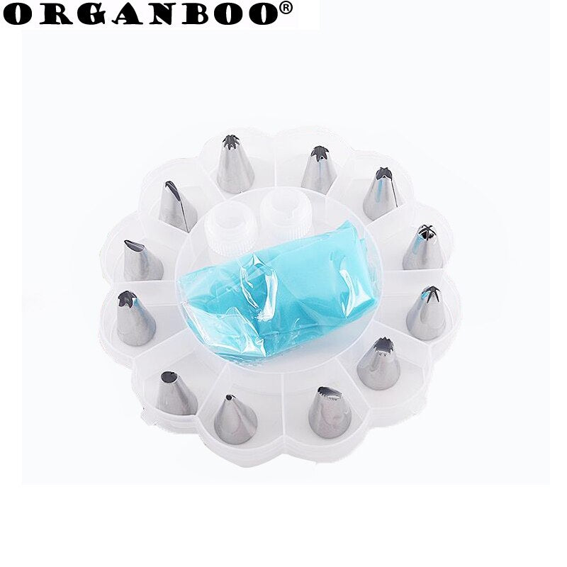 14Pcs/Set Stainless Steel Nozzle Set DIY Cake Decorating Tips Russian Icing Piping Tips Silicone