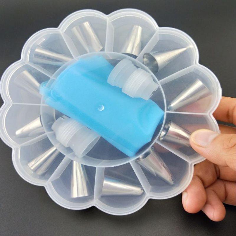 14Pcs/Set Stainless Steel Nozzle Set DIY Cake Decorating Tips Russian Icing Piping Tips Silicone