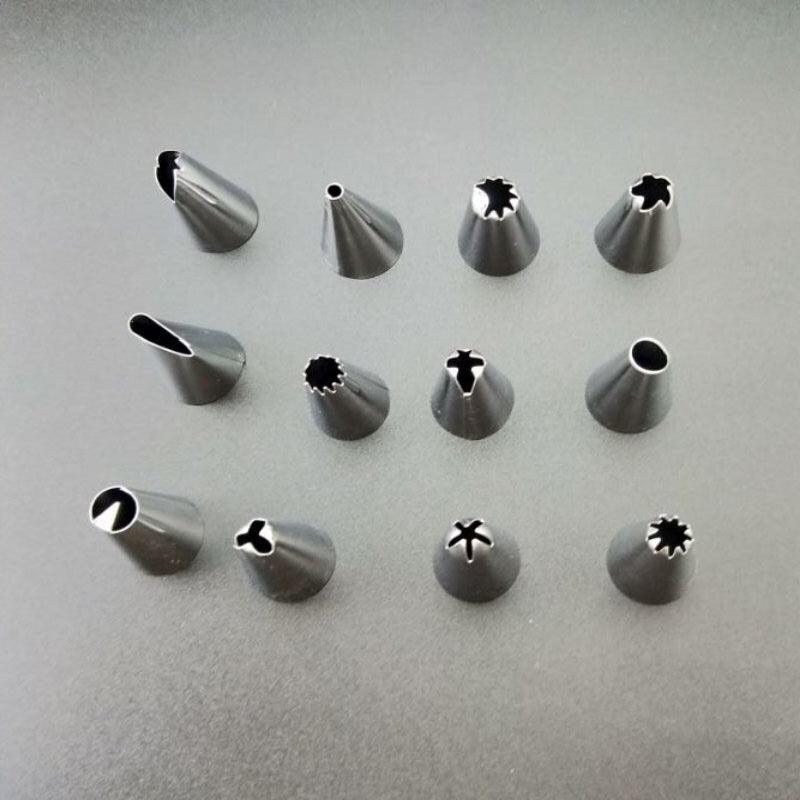 14Pcs/Set Stainless Steel Nozzle Set DIY Cake Decorating Tips Russian Icing Piping Tips Silicone