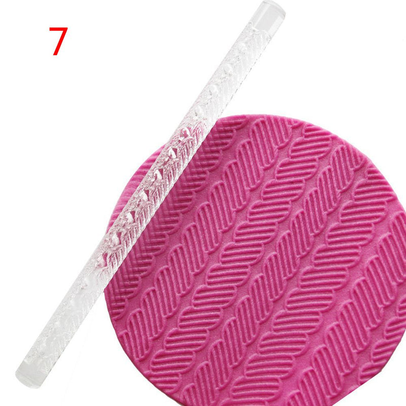 1PC Acrylic Rolling Pin Designed Fondant Cake Impression Rolling Pin Pastry Roller Embossing