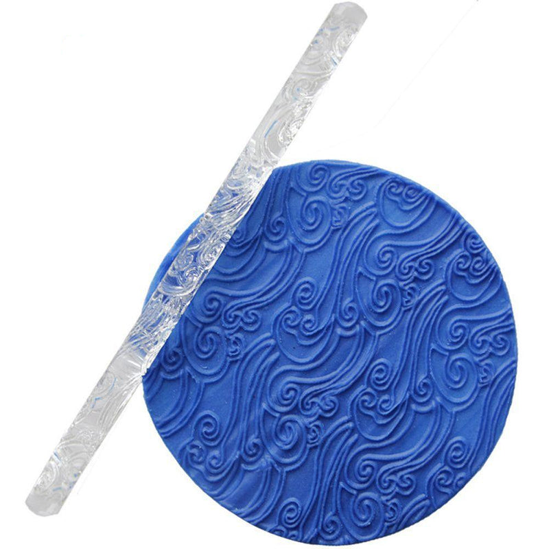 1PC Acrylic Rolling Pin Designed Fondant Cake Impression Rolling Pin Pastry Roller Embossing