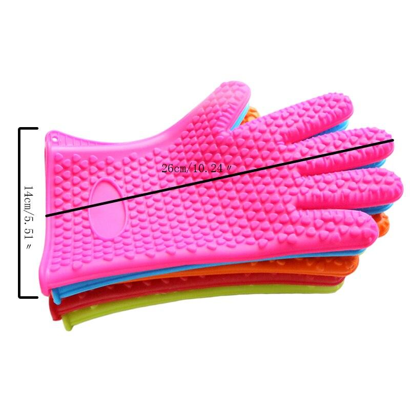 1Pair Silicone Heat Resistant Glove Multifunction Oven Mitts BBQ Gloves Kitchen Potholders Cooking