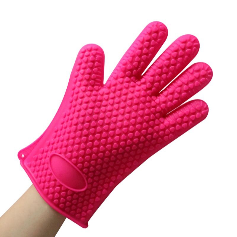 1Pair Silicone Heat Resistant Glove Multifunction Oven Mitts BBQ Gloves Kitchen Potholders Cooking