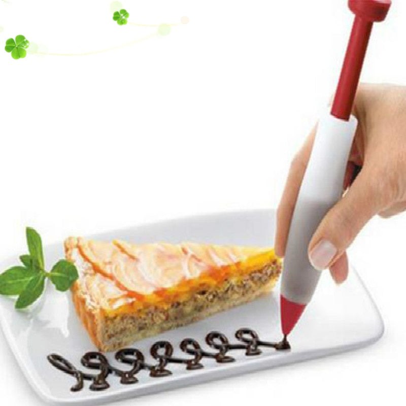 1Pcs Pastry Cream Chocolate Decorating Syringe Silicone Plate Paint Pen Cake Cookie Ice Cream