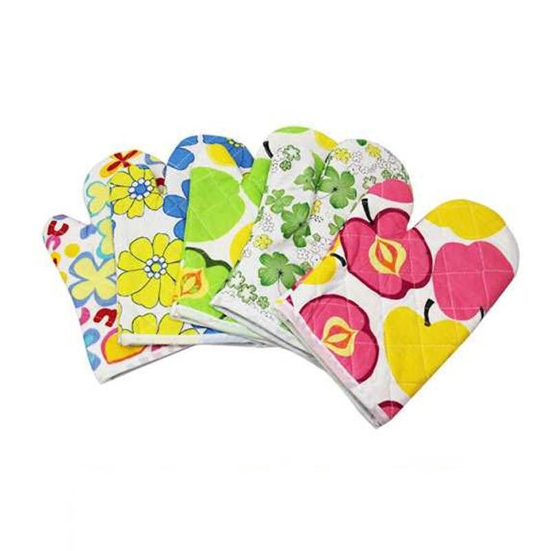 2 PCS  Kitchen Baking Cook Insulated Padded Oven Gloves Mitt Heat Insulation Pad Cotton Non-slip