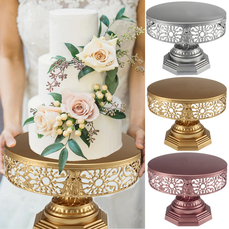 Gold Wedding Cake Stand Round Metal Party Display Pedestal Plate Tower 25cm Tools Iron