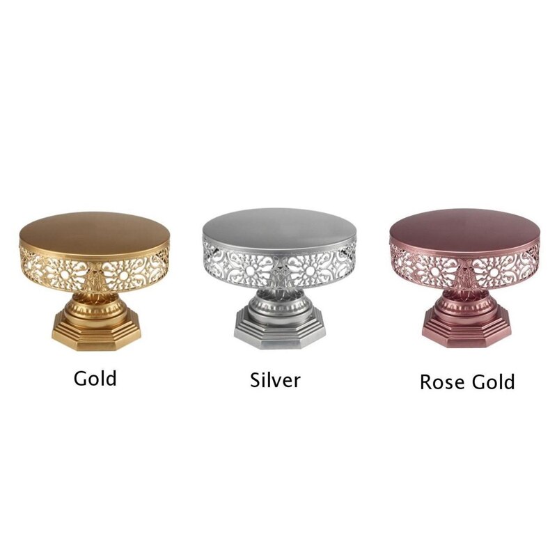 Gold Wedding Cake Stand Round Metal Party Display Pedestal Plate Tower 25cm Tools Iron