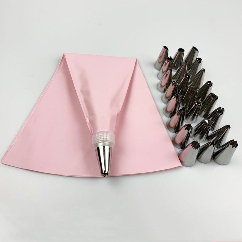 26 PCS/Set  Silicone Pastry Bag Tips Kitchen DIY Icing Piping Cream Reusable Pastry Bags +24