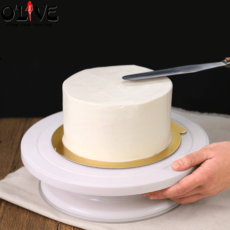 28 CM Plastic Cake Decorating Table Anti-skid Cake Turntable Rotating Cake Stand Decoration Swivel