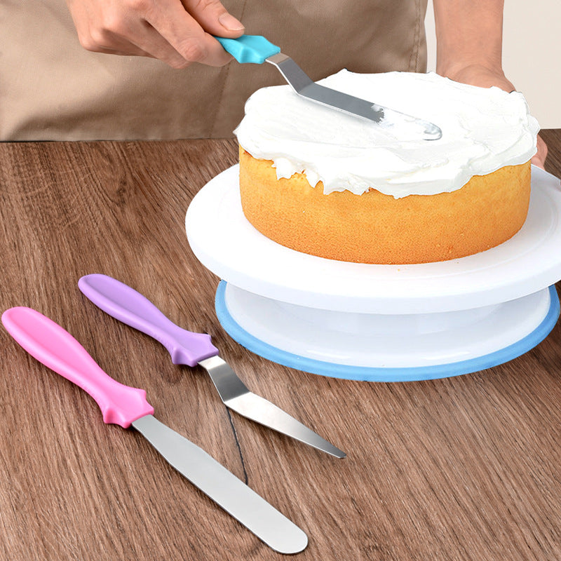 28cm Anti-skid Plastic Cake Turntable Rotating Cake Decorating Tools Pastry Bags Nozzles Set Spatula