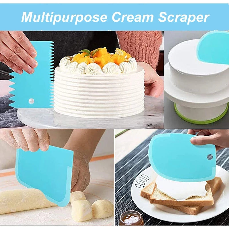 28cm Anti-skid Plastic Cake Turntable Rotating Cake Decorating Tools Pastry Bags Nozzles Set Spatula