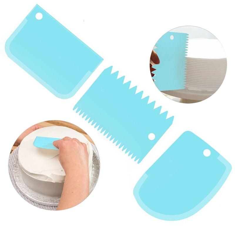 3Pcs/Set Plastic Cake Scraper Set Multifunction Blade Fondant Cake Decoration Tool Pastry Cream