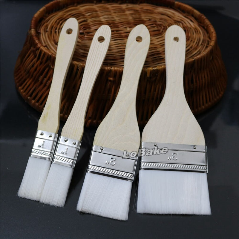 1 set of 3 Different Sizes Food Grade Wool BBQ Grill Baking Oil Brush Wooden Handle