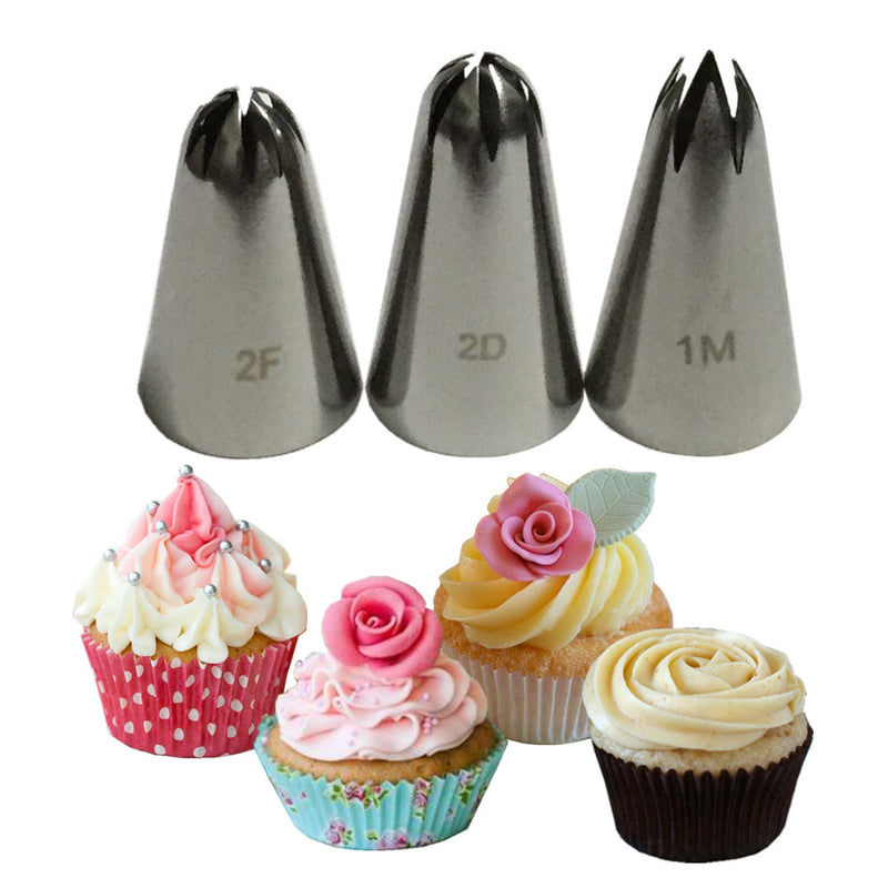 3pcs S 1M 2F big size Cream Cake Icing Piping Russian Nozzles Pastry Tips Fondant Cake Decorating