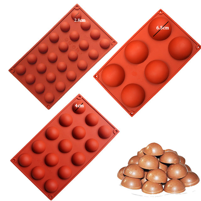 3 Size Hemispheres Shape Silicone Mold for Chocolate Candy Ice Cube Maker Molds for Baking Biscuit