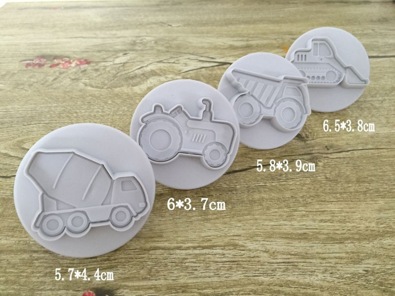 4 pcs vehicles cookie cutter cupcake pastry DIY decorating tools cake biscuit sugarcraft baking mold
