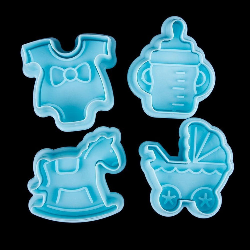 4Pcs/set Cookie Cutter Cake Cartoon Baby Toy Decor Sugar Paste Loaf Sugarcraft Plunger Fondant