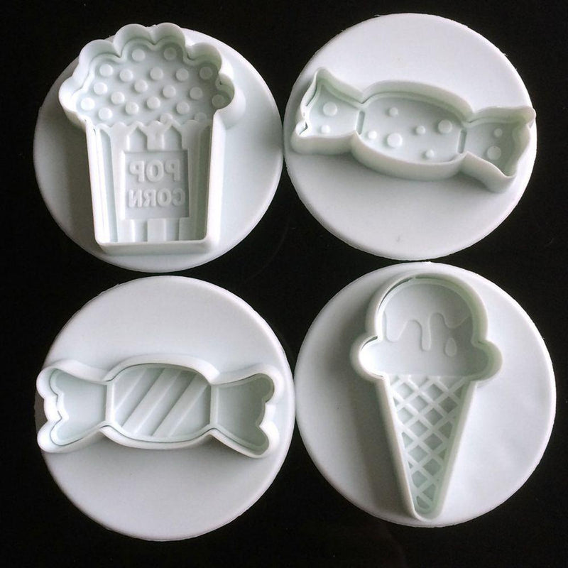 4Pcs/set candy makeup mirror Shape Fondant cutter plastic cake/cookie/buscuit cutter plunger mold