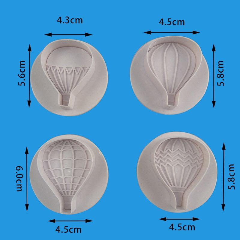 4pcs Balloon Plastic Cartoon Fondant Biscuit Cookie Cutter Cake Mold Fondant Mold Cake Decorating