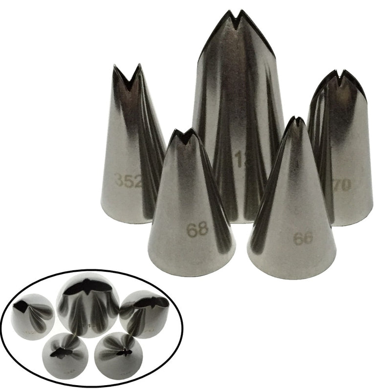 5 pcs set Leaves Nozzles Set Stainless Steel Icing Piping Nozzles Tips Pastry Tips For Cake