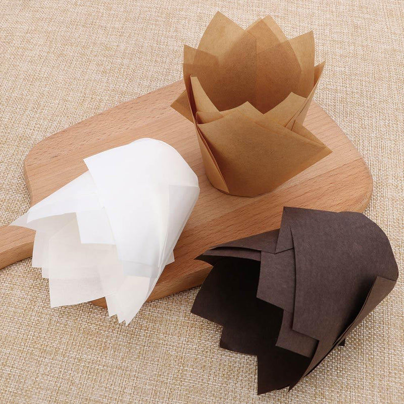 50 Pcs/set Cake Cups Paper Cake Mold Small Cake Box Cup Tray Decorating Tools Proveided Tulip