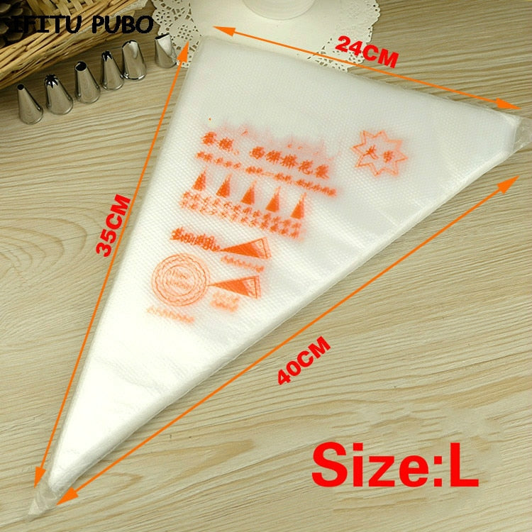 50PCS Small/Large Size Disposable Piping Bag Icing Fondant Cake Cream bag Decorating Pastry Tip Tool