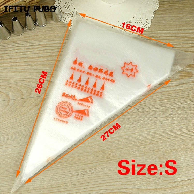 50PCS Small/Large Size Disposable Piping Bag Icing Fondant Cake Cream bag Decorating Pastry Tip Tool