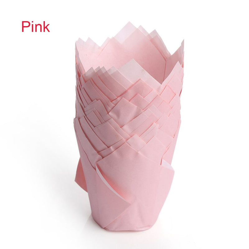 50Pcs/pack Paper Cupcake Liner Mold Tulip Flower Chocolate Cupcake Wrapper Baking Muffin Liner