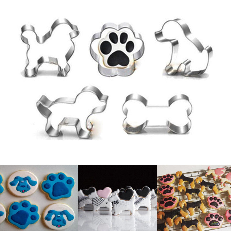 6 Styles Metal Pet Dog Bone Paw Cookie Cutter Mold Cat Shape Mould Pastry Biscuit 3D Baking Mold